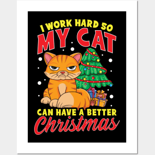 Funny Cat Christmas Sweater Posters and Art